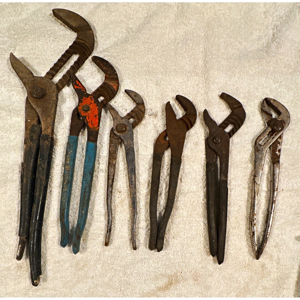 6-Piece Mixed Lot Adjustable Steel Pliers Tongue Groove Slip Joint Locking